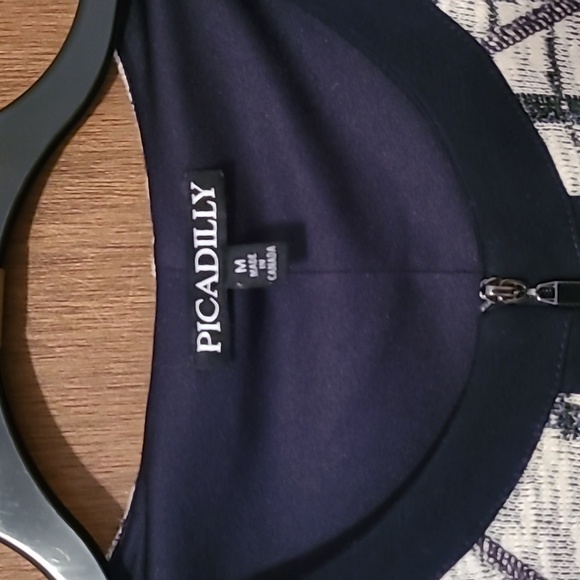 Picadilly ivory & black cracked glass look dress Sz M - Picture 2 of 8